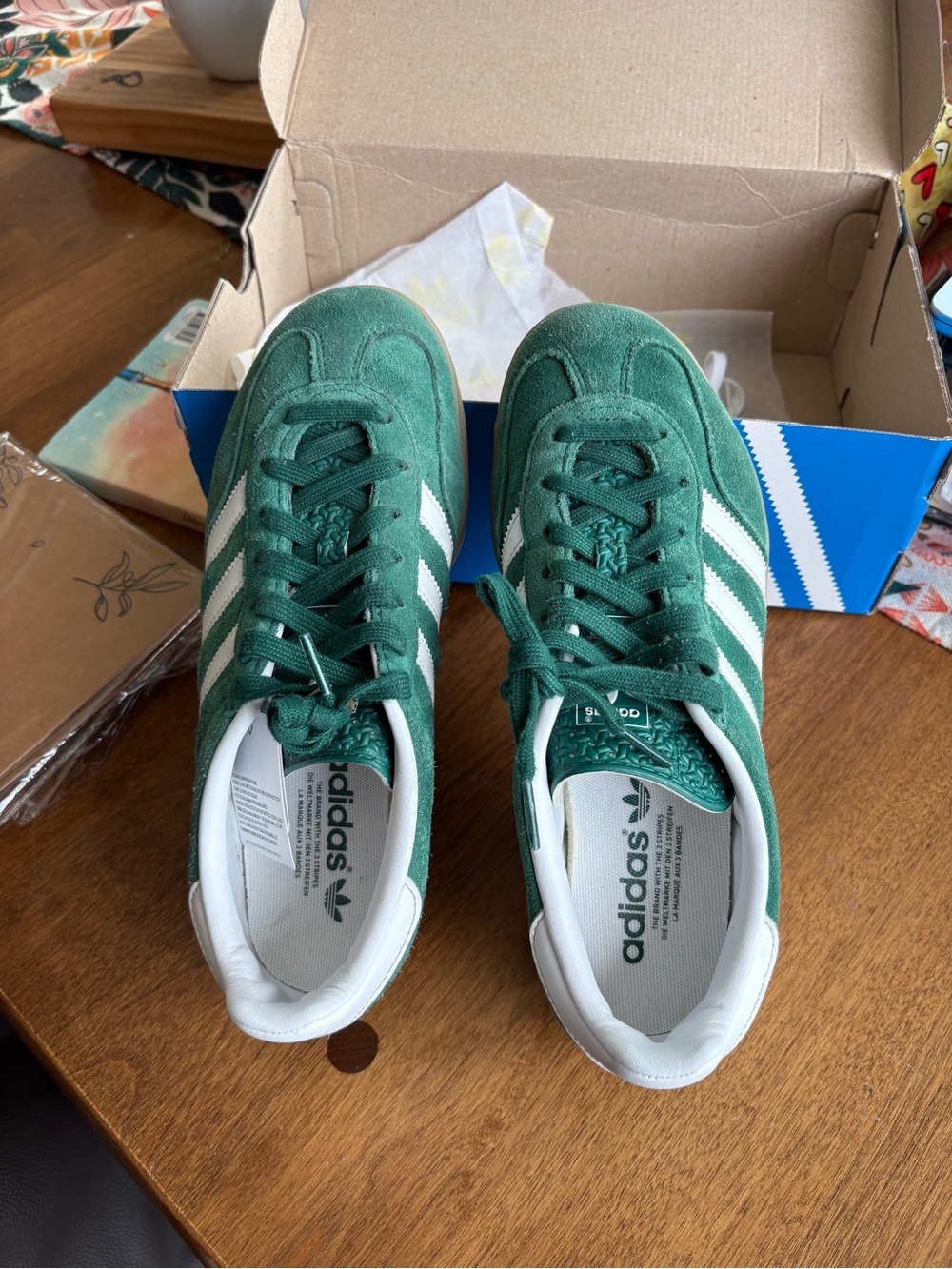Adidas Gazelle Green White Sneakers Men's Size 7 1/2